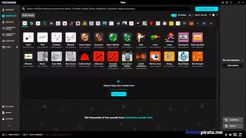 User interface with sound effect icons