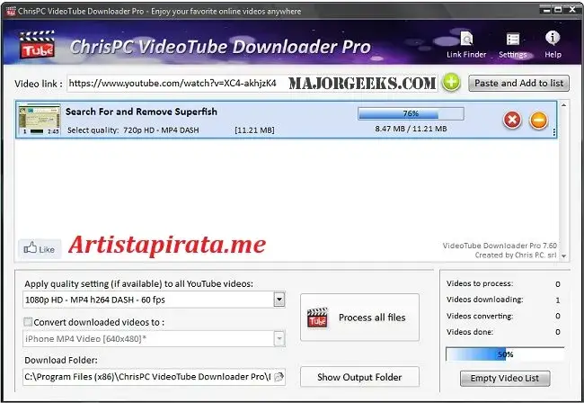 Video downloader logo and text